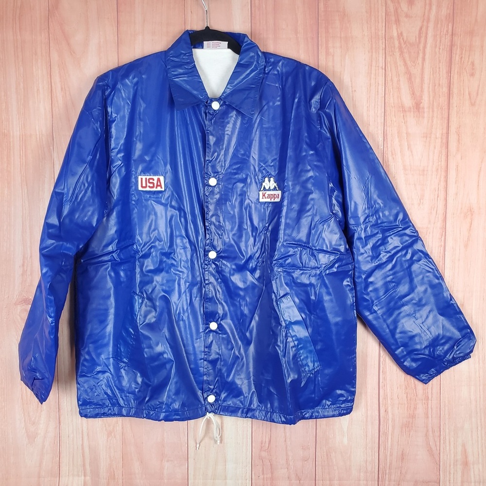 Vintage Kappa Mens Windbreaker Jacket‎ Large Blue Nylon Team USA US